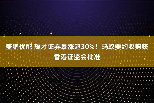 盛鹏优配 耀才证券暴涨超30%！蚂蚁要约收购获香港证监会批准